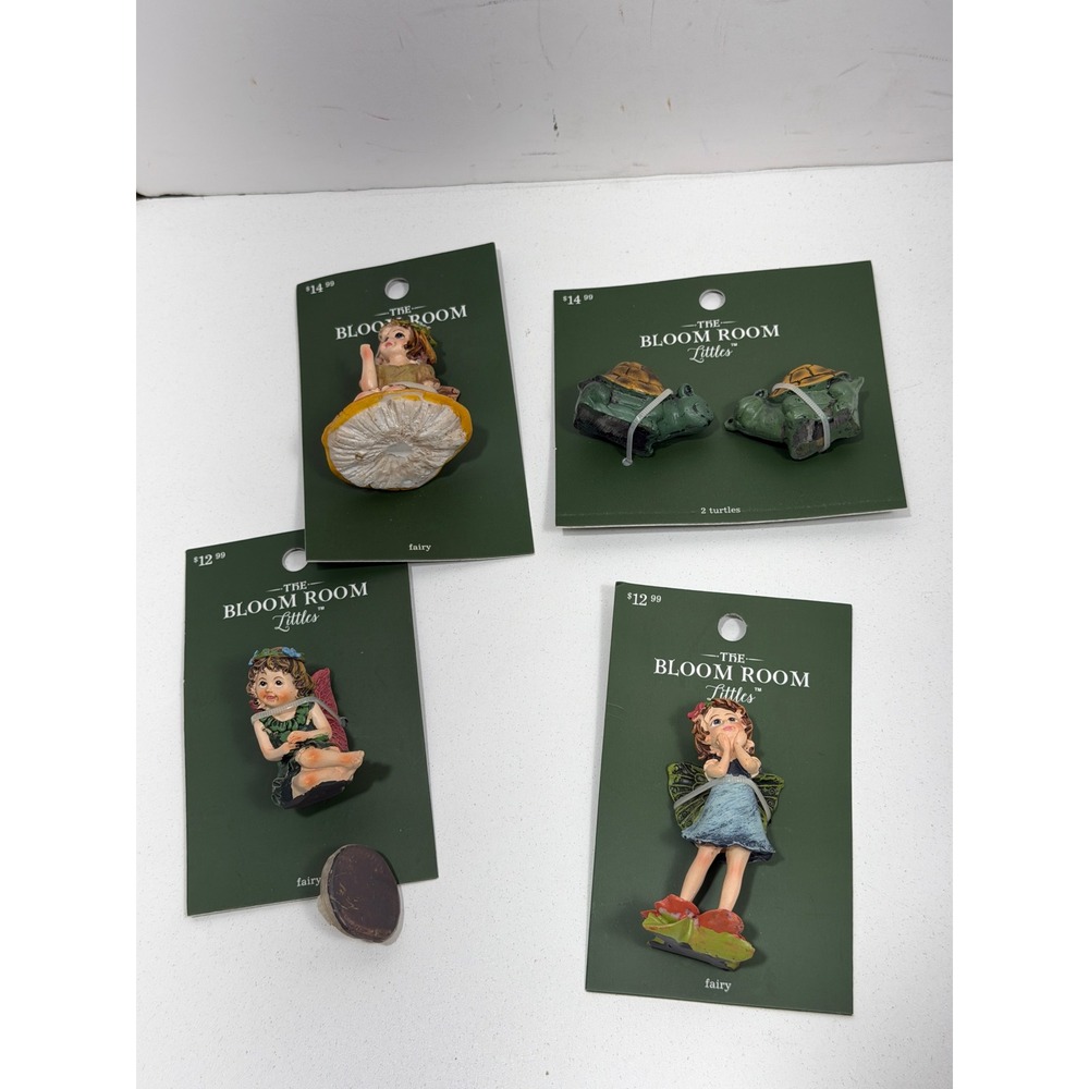 lot 4 The Bloom Room Littles Fairy Garden Miniatures Set 3 Fairies 2‎ Turtles